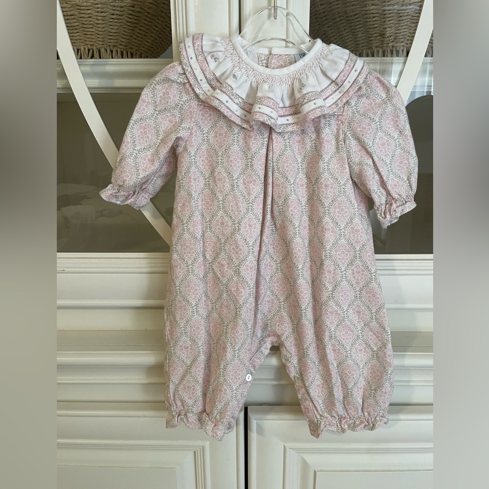 Luli & Me Pink and White Girls One-Piece Romper